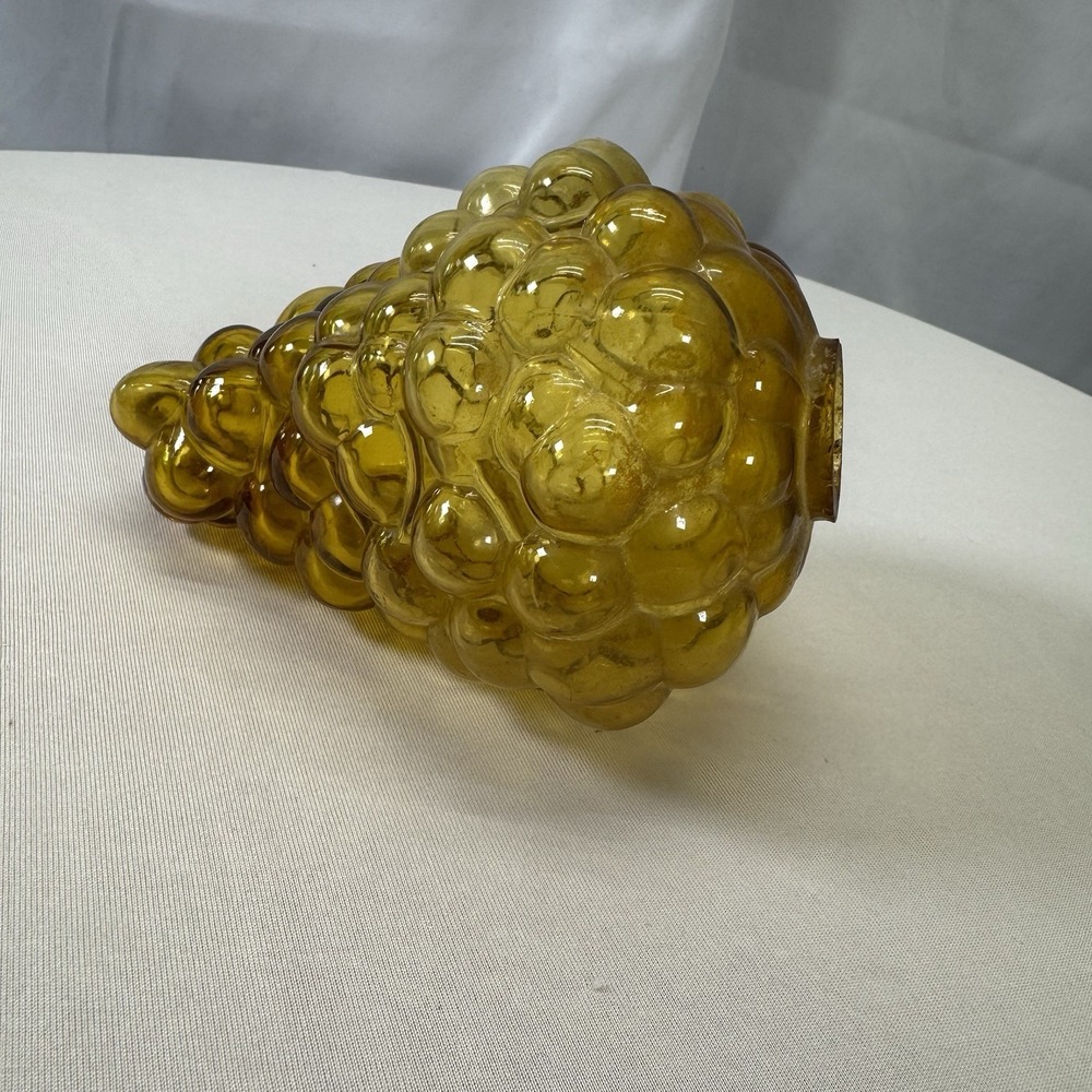VINTAGE AMBER GRAPE PATTERN GLASS LIGHT SHADE